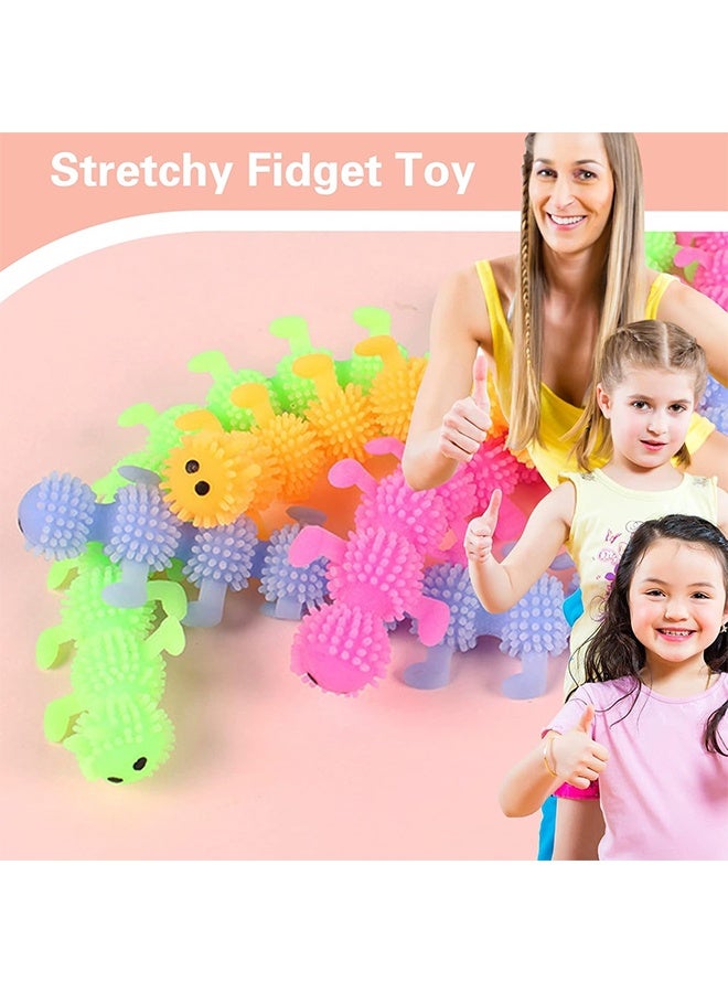 YJ 6 pcs caterpillar elastic string feel toys, children's relaxation toys and adult stress relief, candy bag filler, party favor (random color) - Image 4
